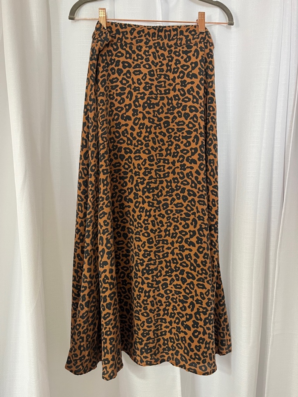 Amour Vert Leopard Print Silk Midi Skirt
